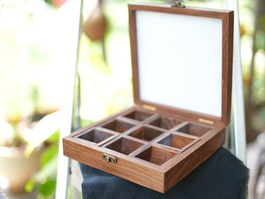Premium 9 Cubed Wooden Spice Box from Sailaws Kitchen | Break-Free Fiberglass Lid