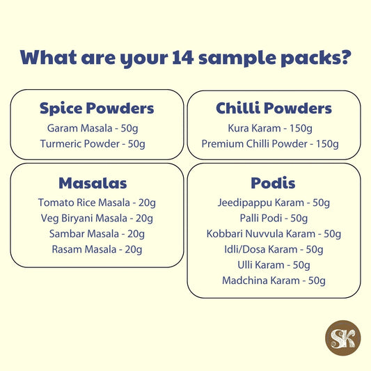 Veg-Friendly Trial Pack (14 Spices & Masalas, Easy-to-Use Sizes)