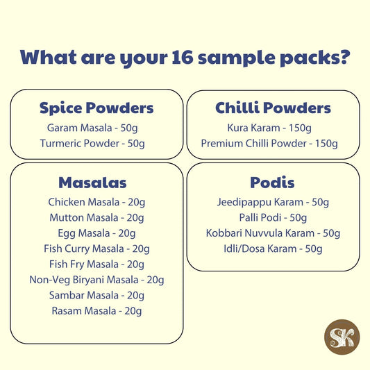 Non-Veg Friendly Trial Pack (16 Spices & Masalas, Easy-to-Use Sizes)