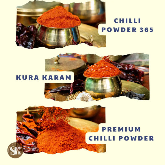 All SK Chilli Powders | Free Methi Powder & Mustard Powder!!! | Kura Karam + Chilli Powder 365 + Premium Chilli Powder