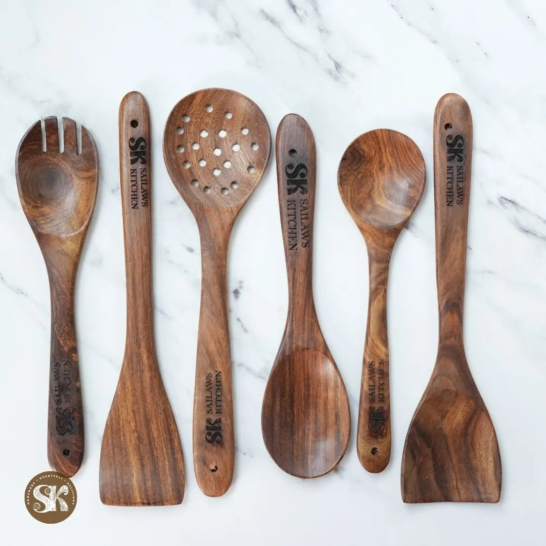 Spatula/Spoon Set | Sheesham Wood | Set of 6 | Toxin-Free