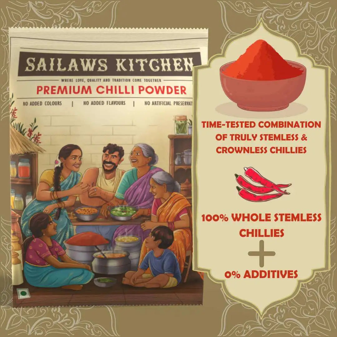 Square Chilli Powder Sailaws Kitchen Premium Chilli Powder 500g | Speciality Karam Powder